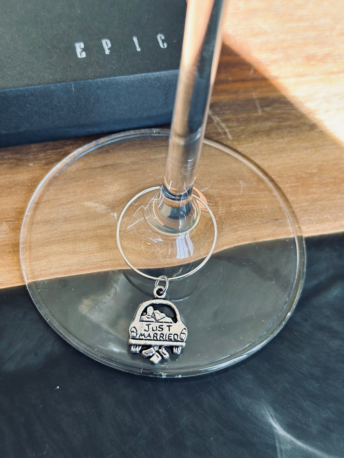 Just married wine charm