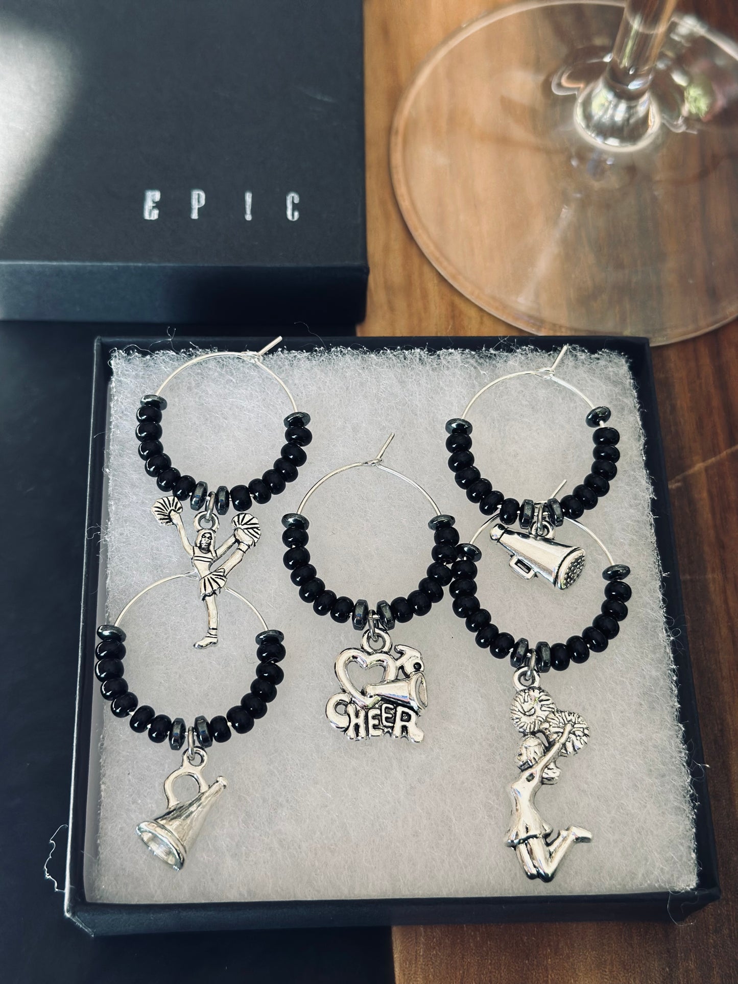 Cheerleading wine charms - Personalized Style with beads