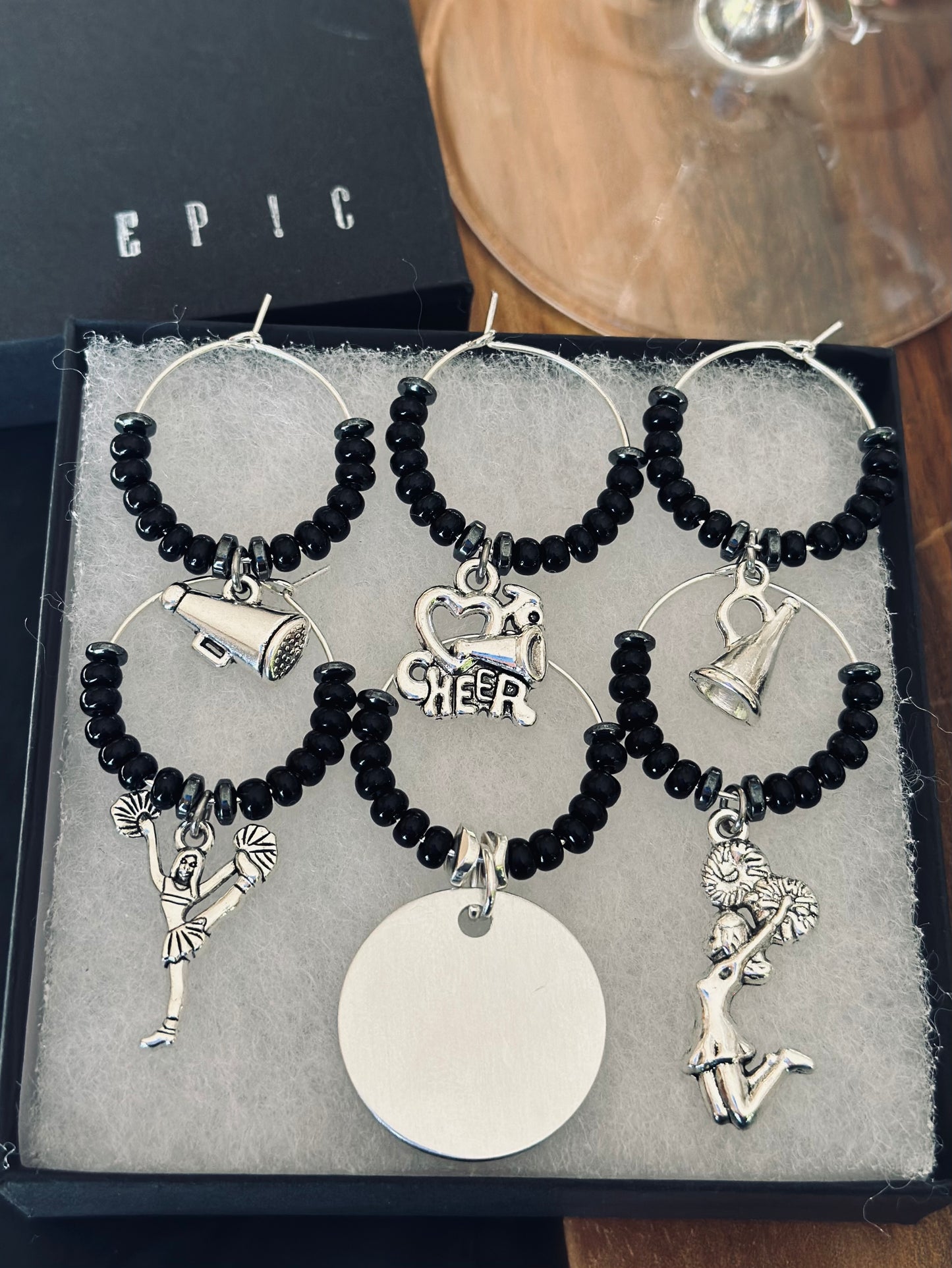 Cheerleading wine charms - Personalized Style with beads