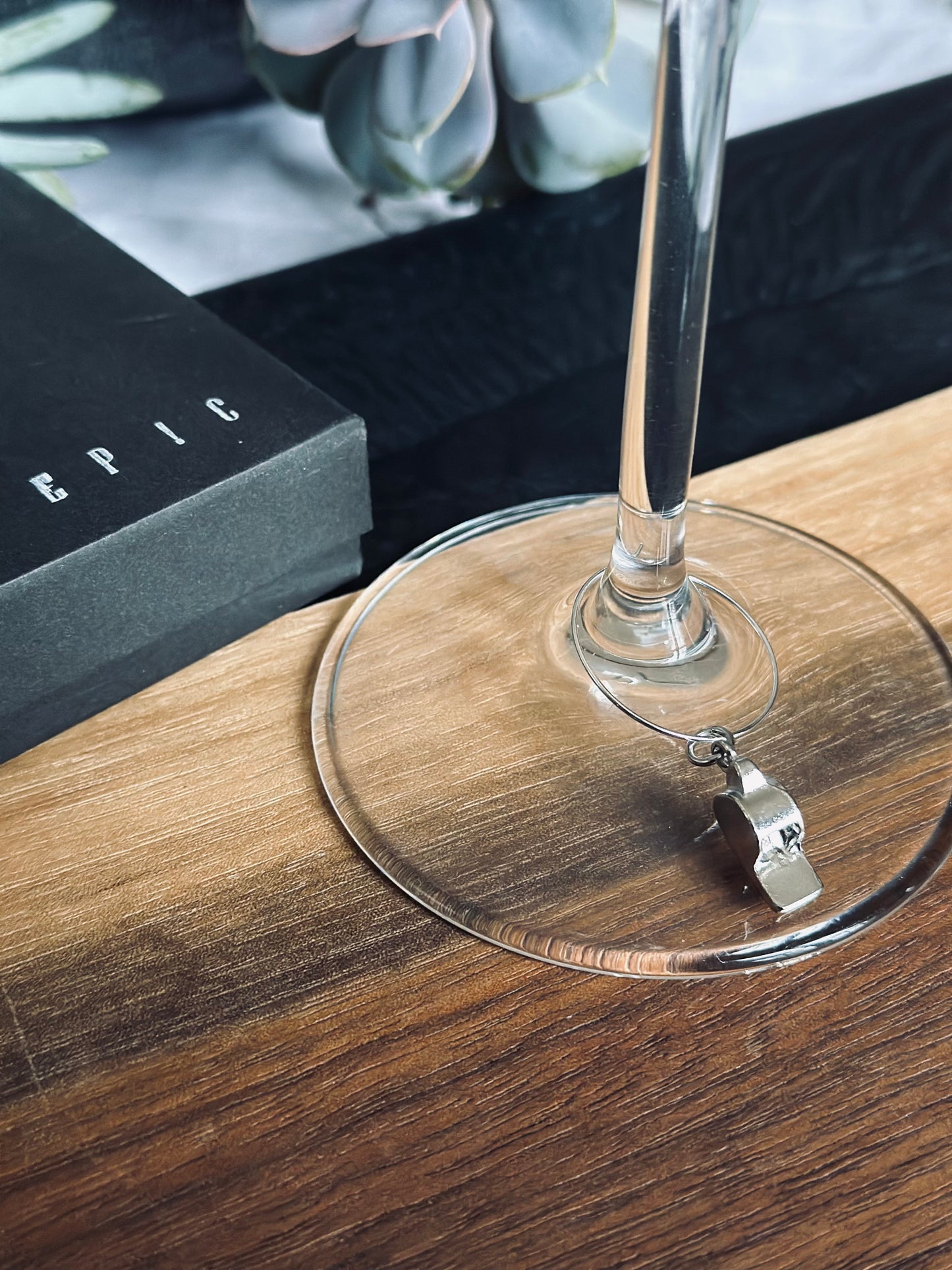 Whistle wine charm with optional personalized pendant