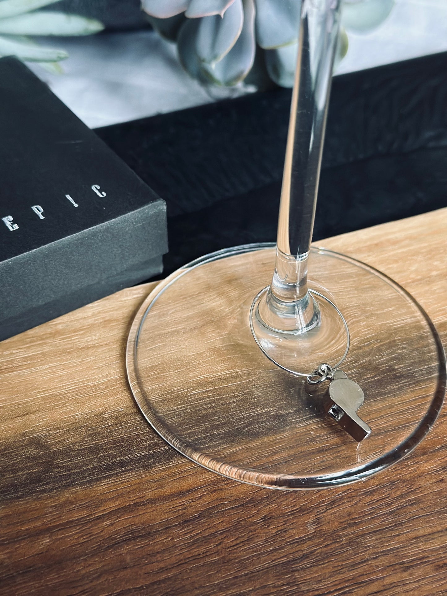 Whistle wine charm with optional personalized pendant