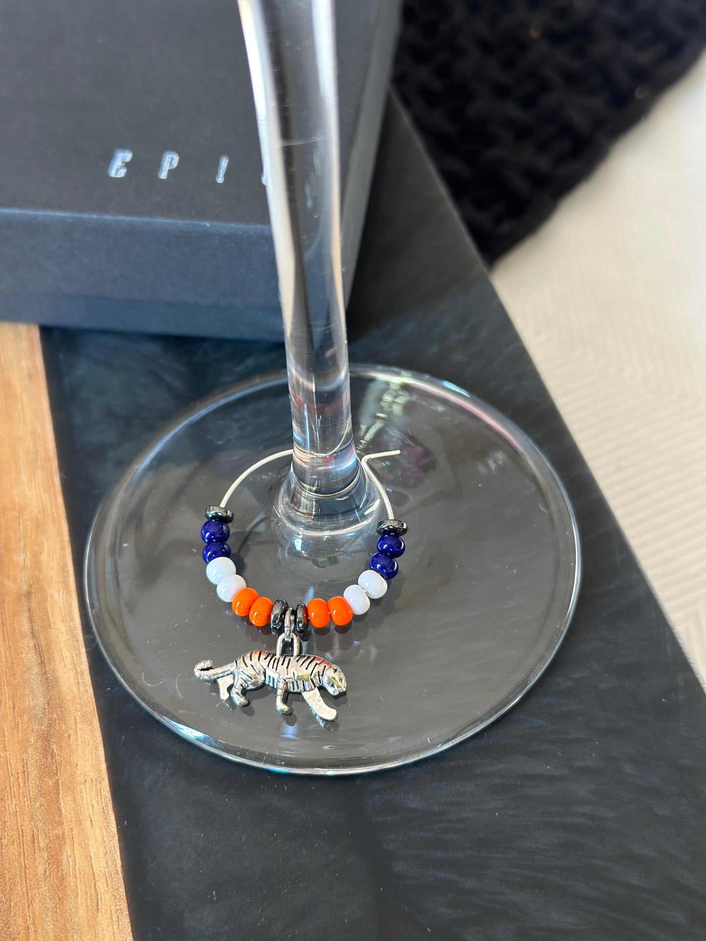 Football wine charm sets - Personalized with beads