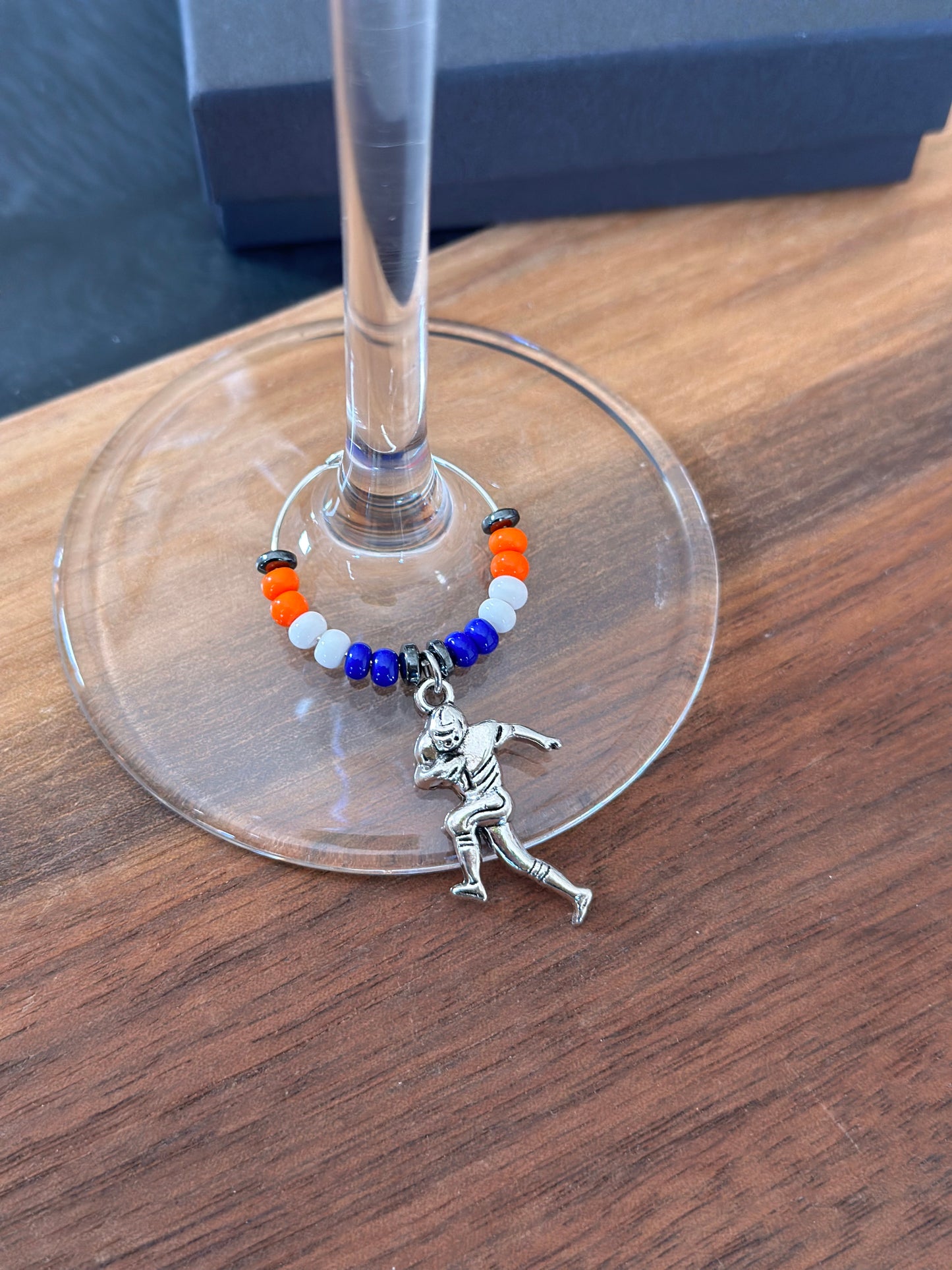 Football wine charm sets - Personalized with beads