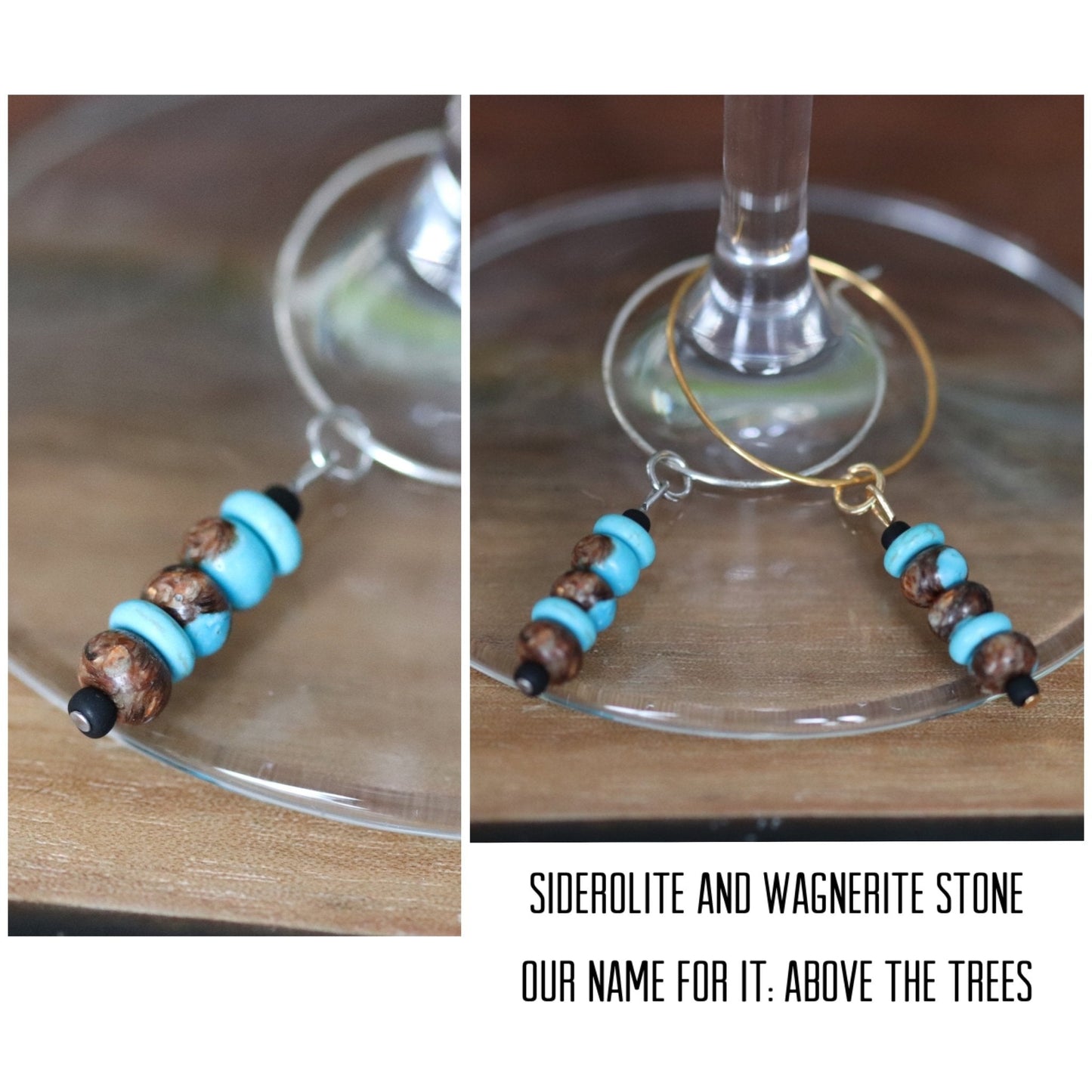 "Above the Trees" wine charm - Sodalite and Wagnerite - EpicWineCharms