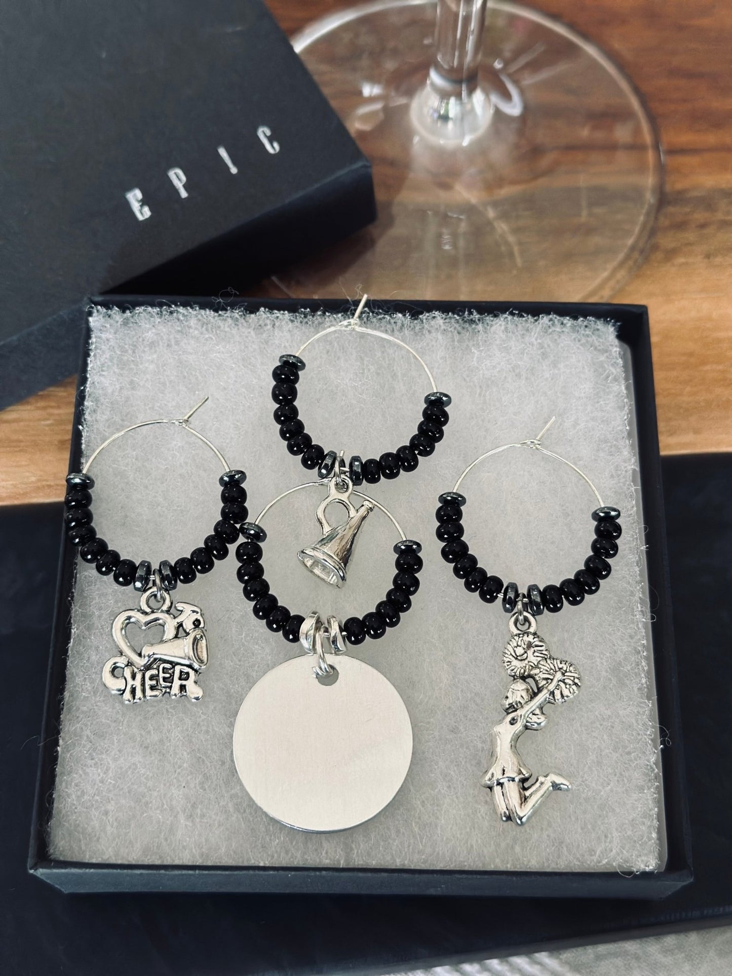 Cheerleading wine charms - Personalized Style with beads - EpicWineCharms