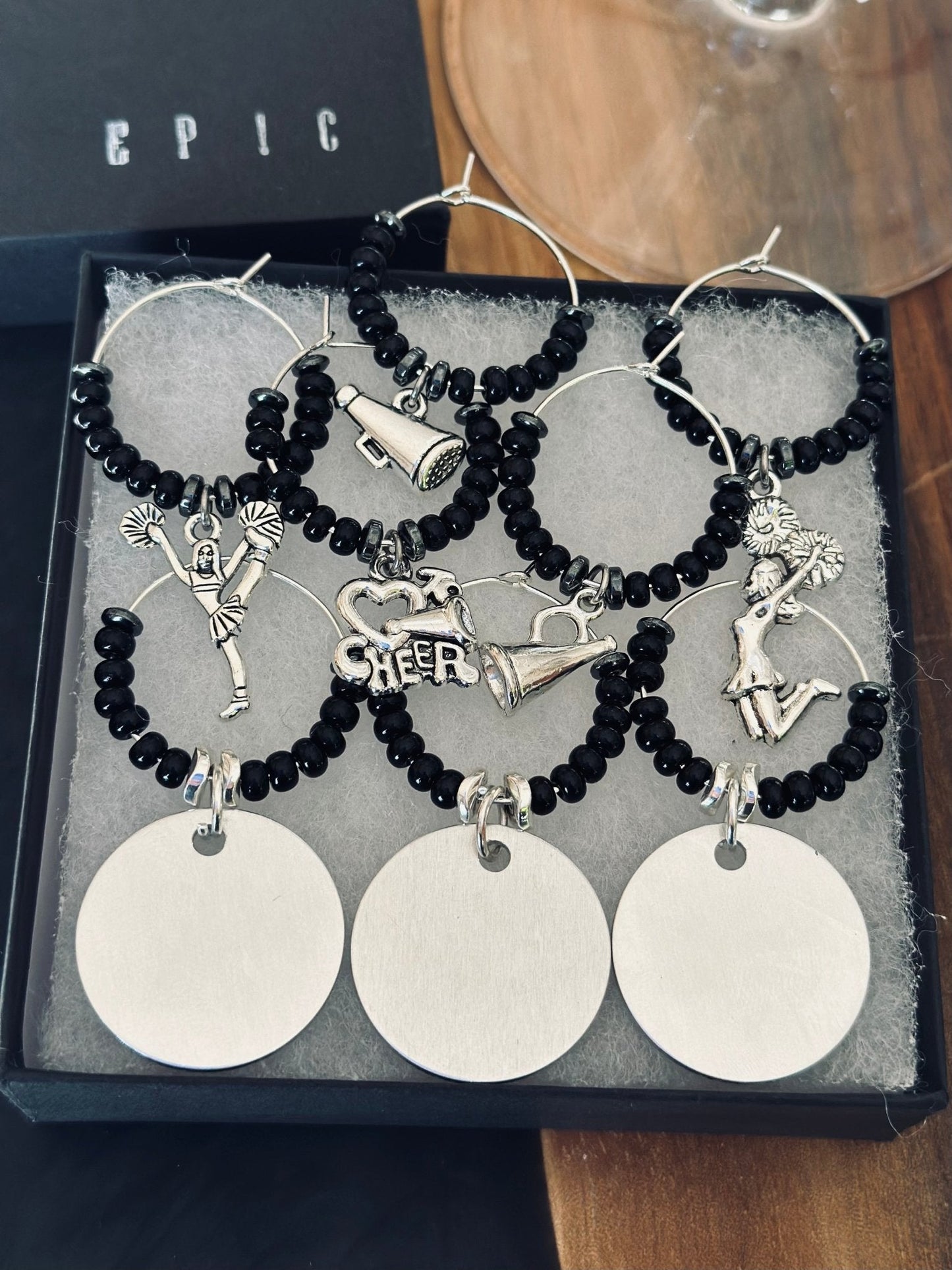 Cheerleading wine charms - Personalized Style with beads - EpicWineCharms