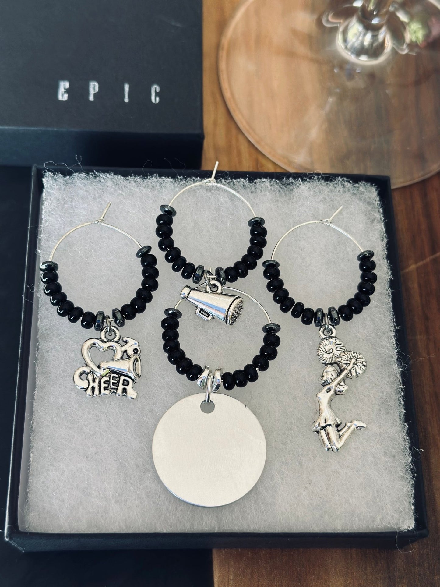 Cheerleading wine charms - Personalized Style with beads - EpicWineCharms