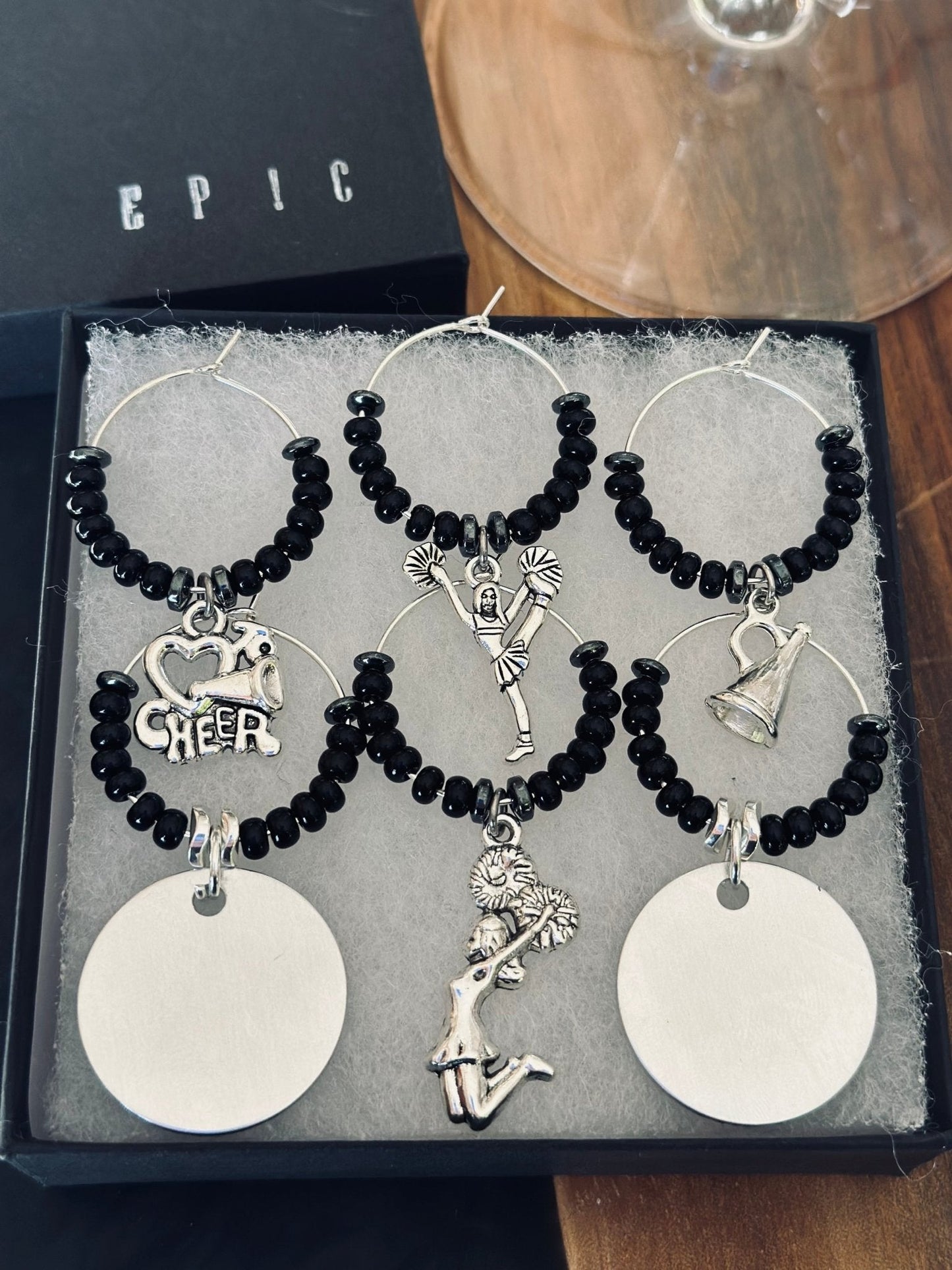 Cheerleading wine charms - Personalized Style with beads - EpicWineCharms