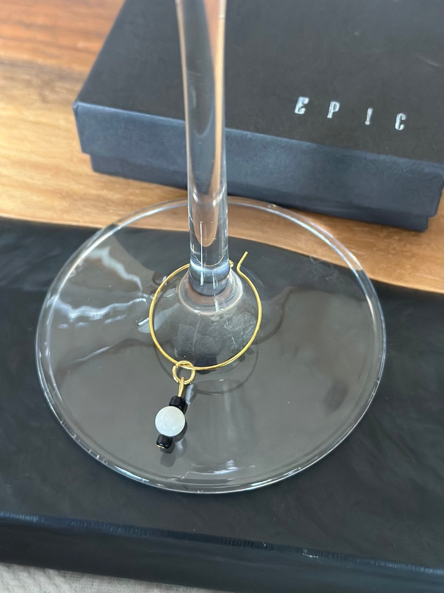 "Hail" wine charm - White shell wine charm - EpicWineCharms