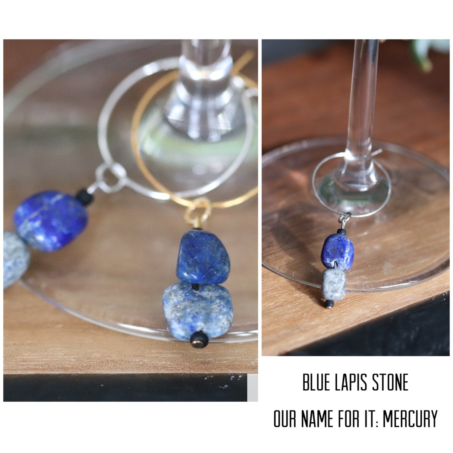 "Mercury" wine charm - Blue Lapis - EpicWineCharms