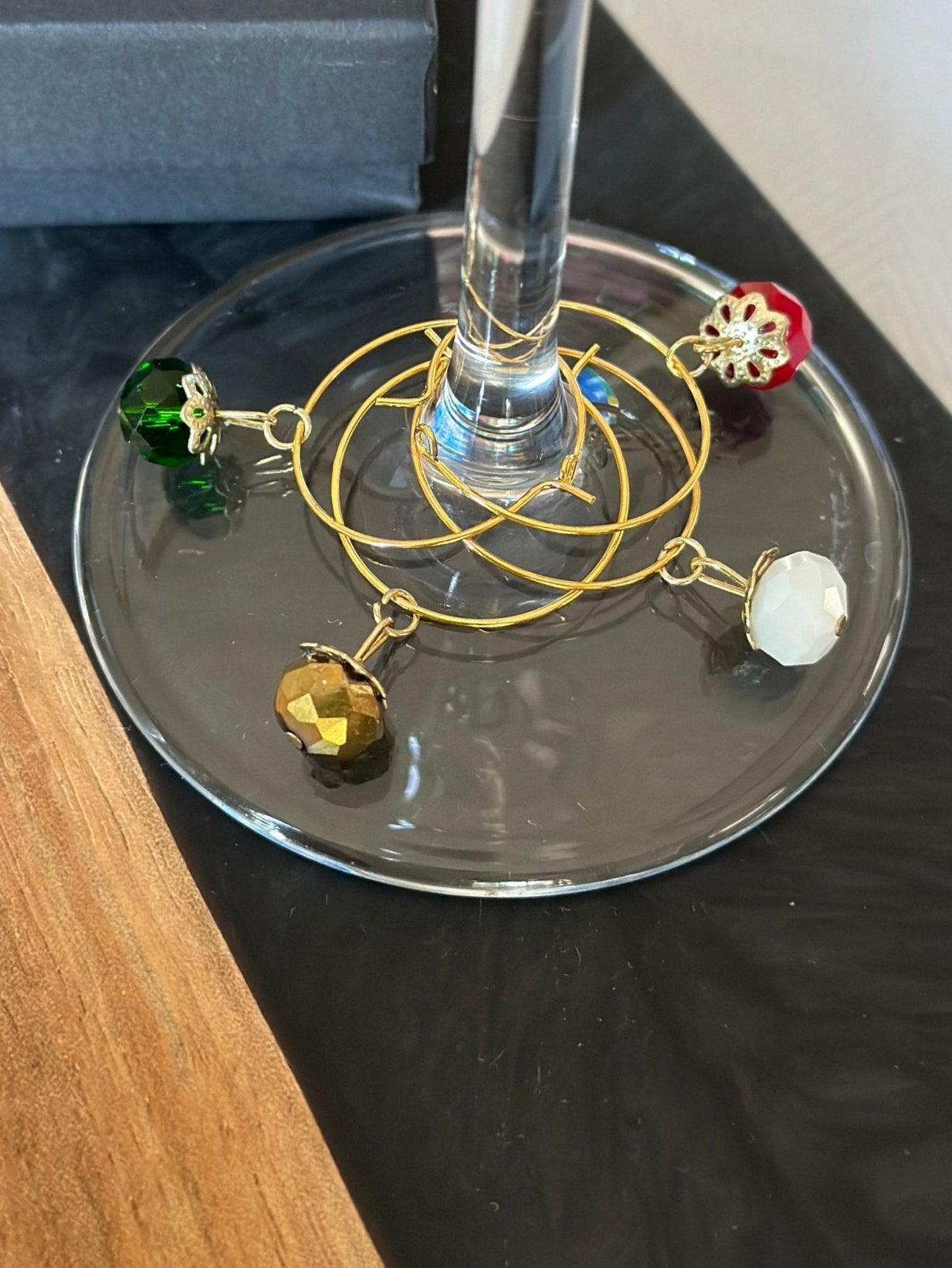 Modern Crystal Holiday wine charms - EpicWineCharms