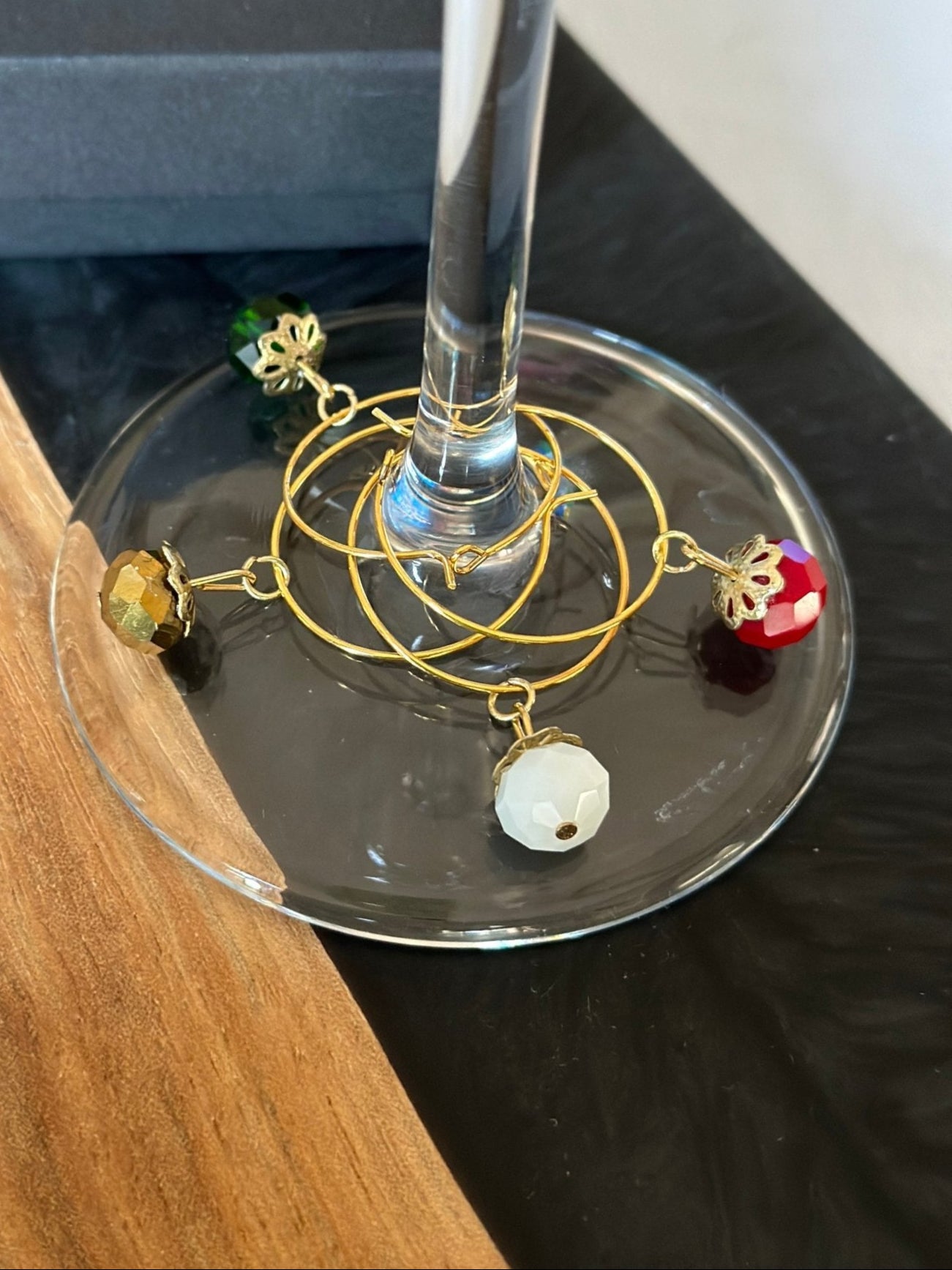 Modern Crystal Holiday wine charms - EpicWineCharms