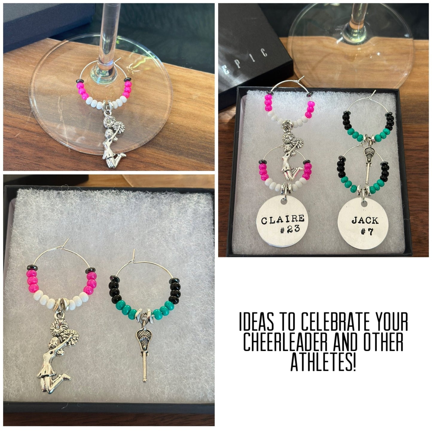 Personalized hand stamped wine charm for Sports gatherings and gifts - EpicWineCharms