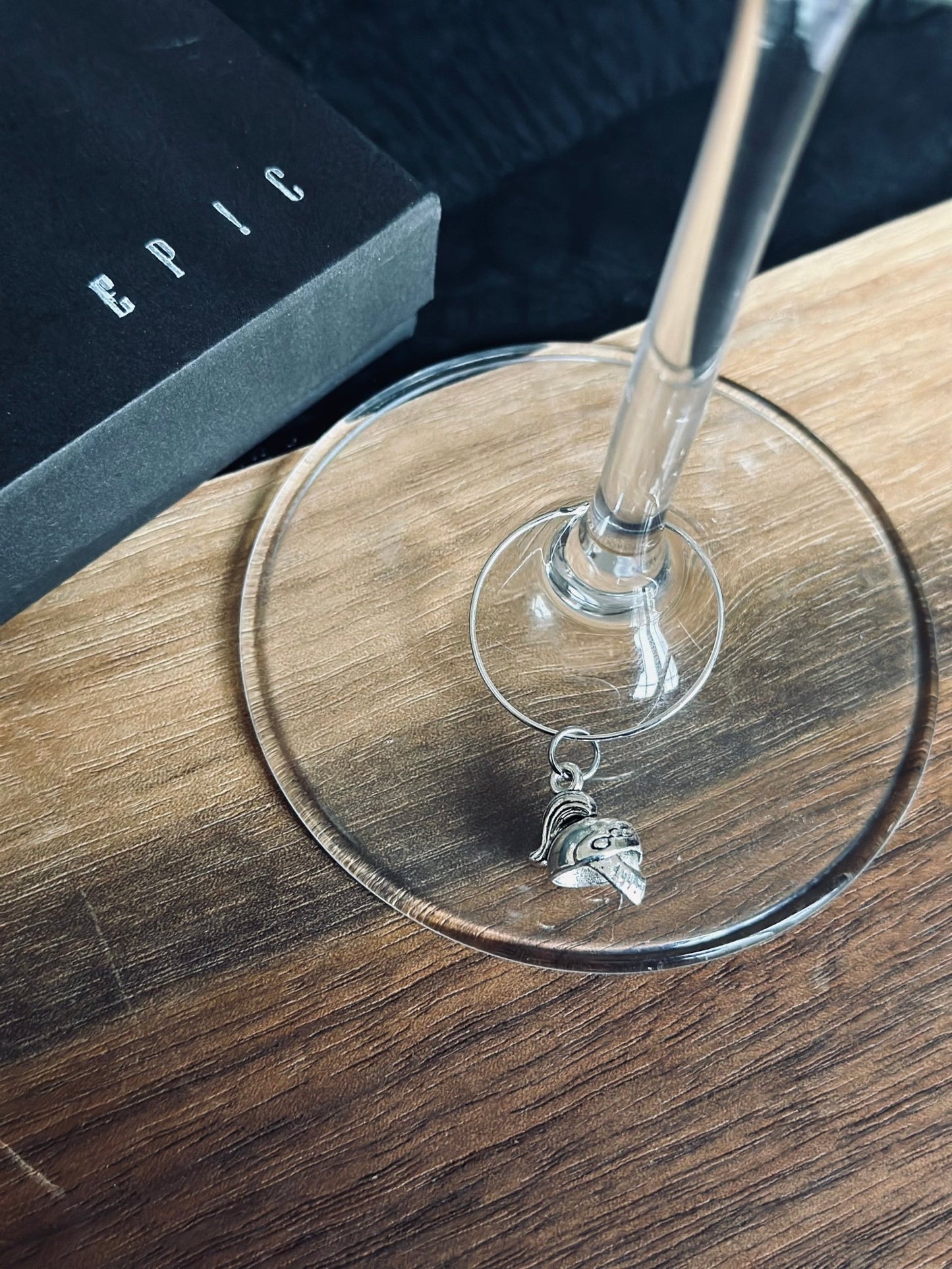 Spartan helmet wine charm - Corinthian Greek Knight helmet - EpicWineCharms