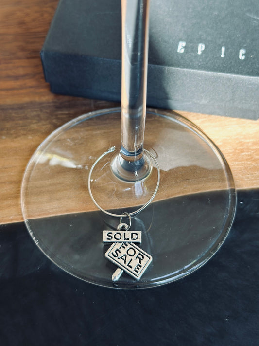 For Sale sign wine charm - Sold sign wine charm