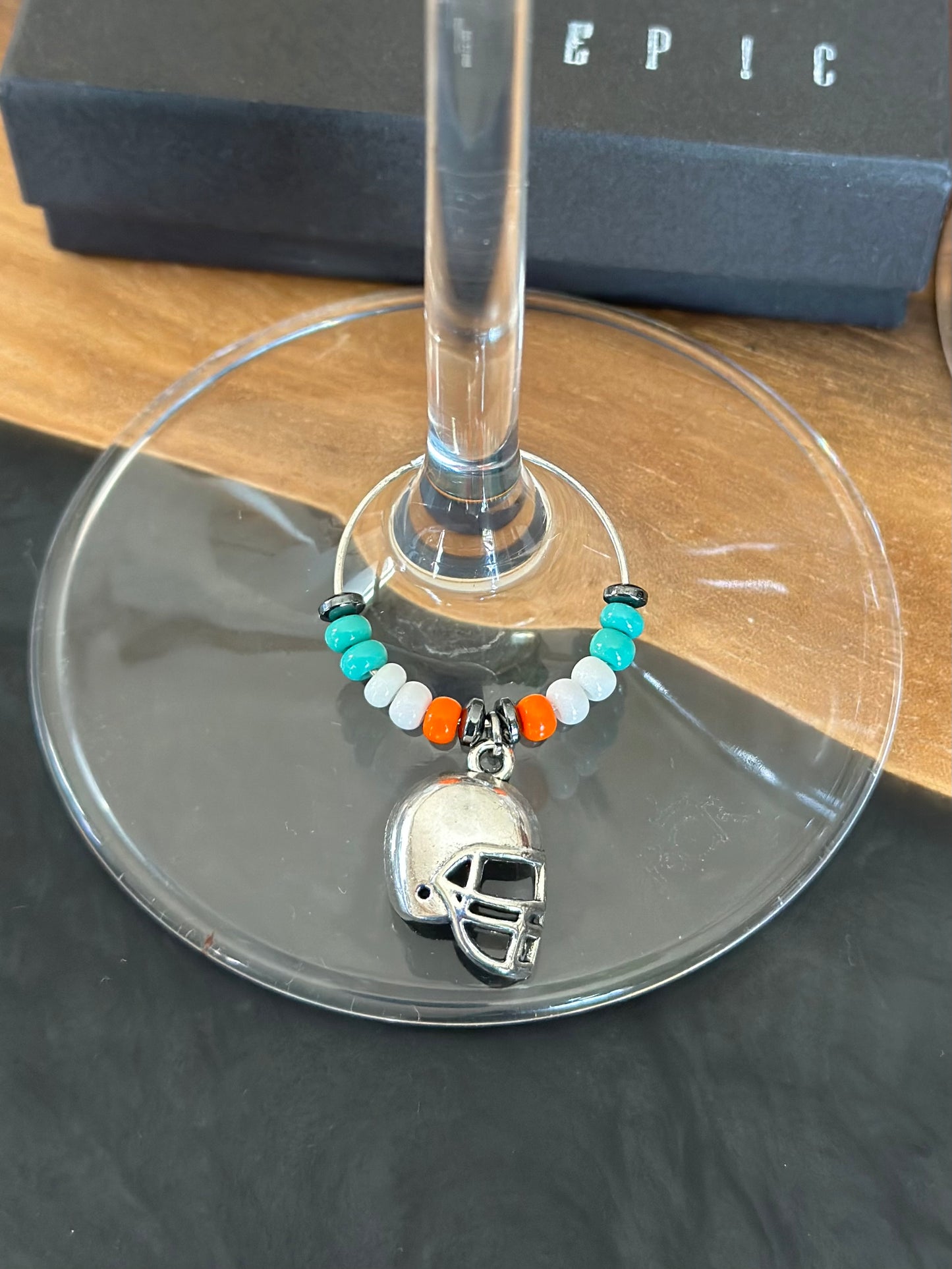 Football helmet wine charm