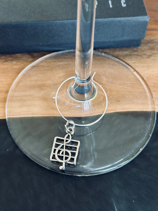 Music note wine charm