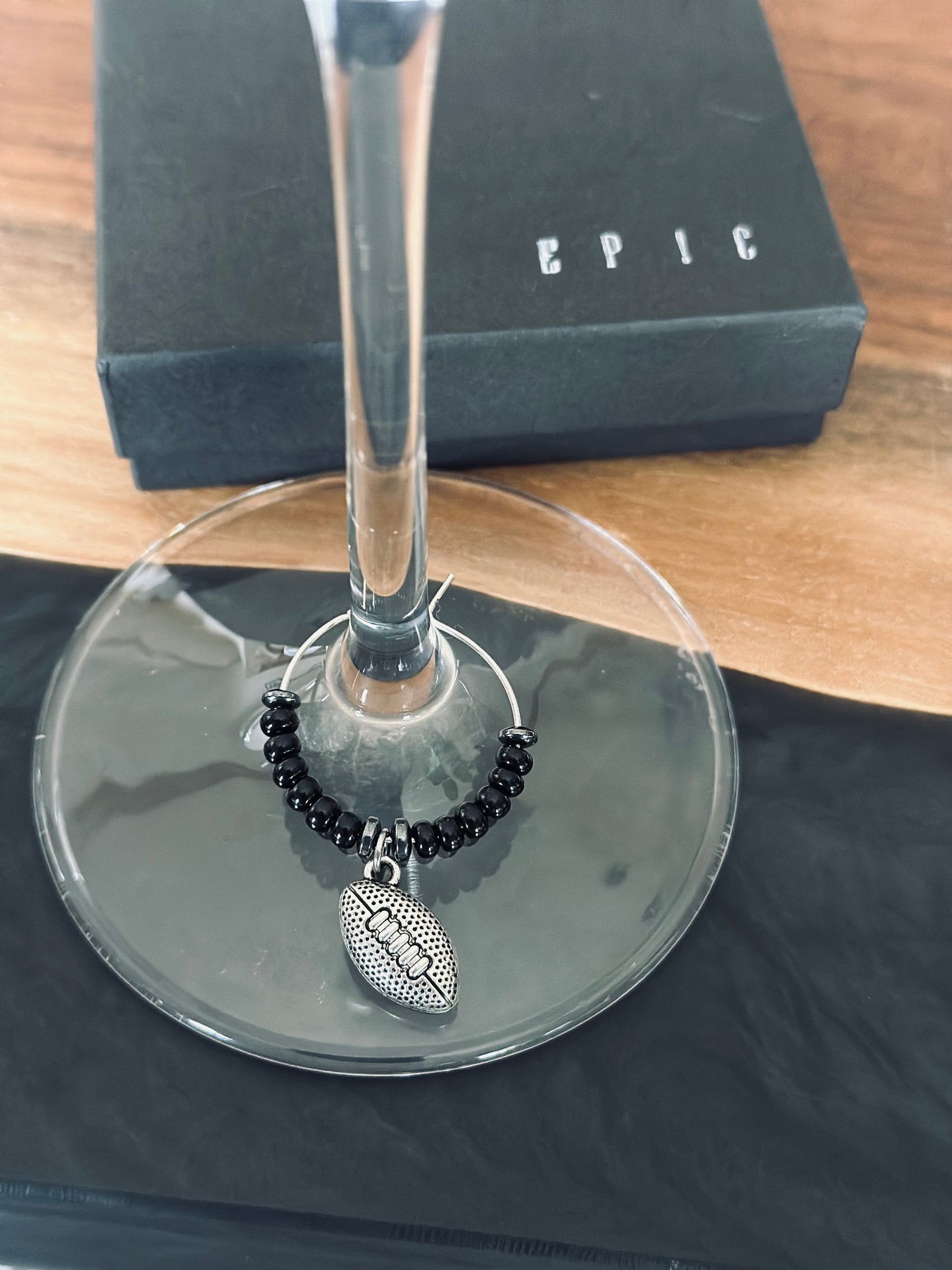Football wine charm