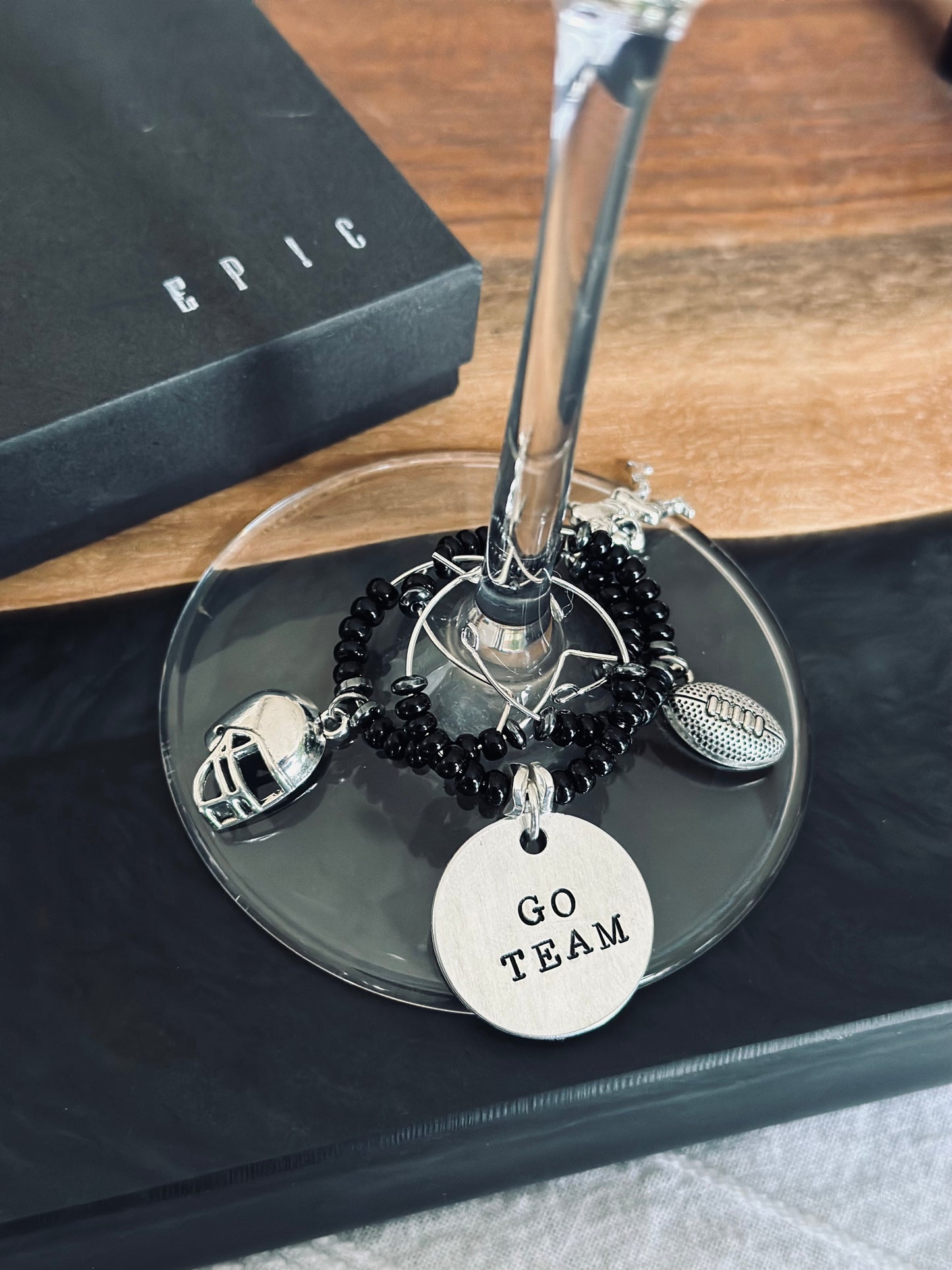 Football wine charm
