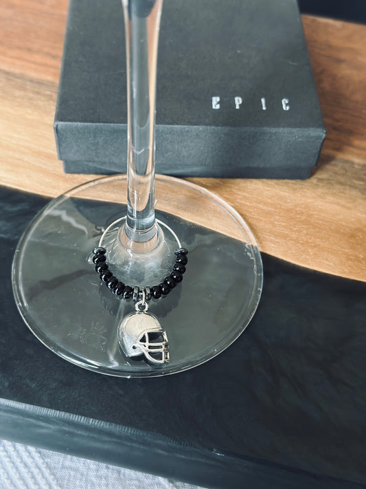 Football helmet wine charm