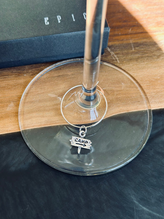 Camp sign wine charm