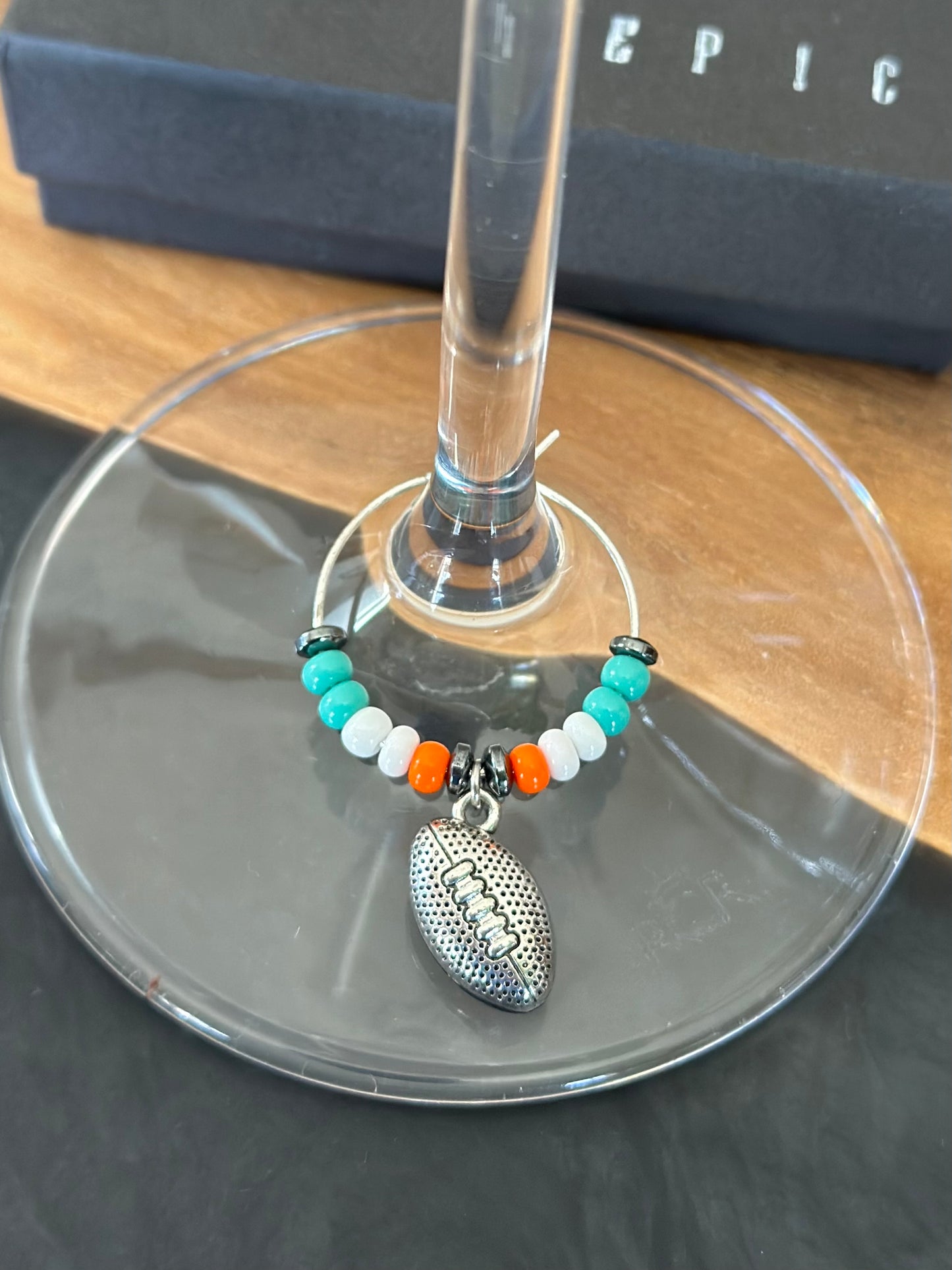 Football wine charm