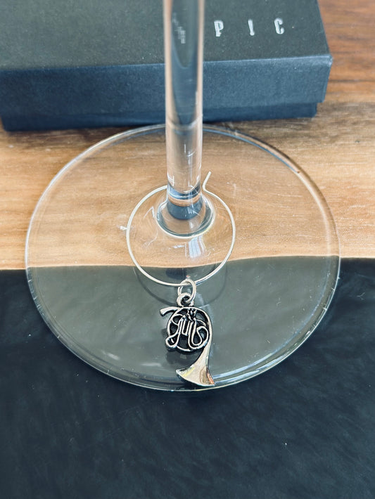 French horn wine charm