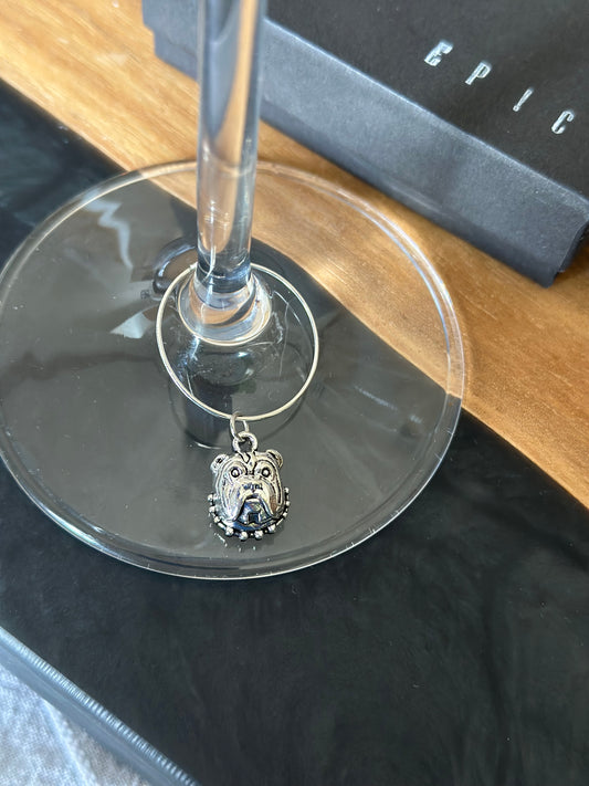 Bulldog face wine charm
