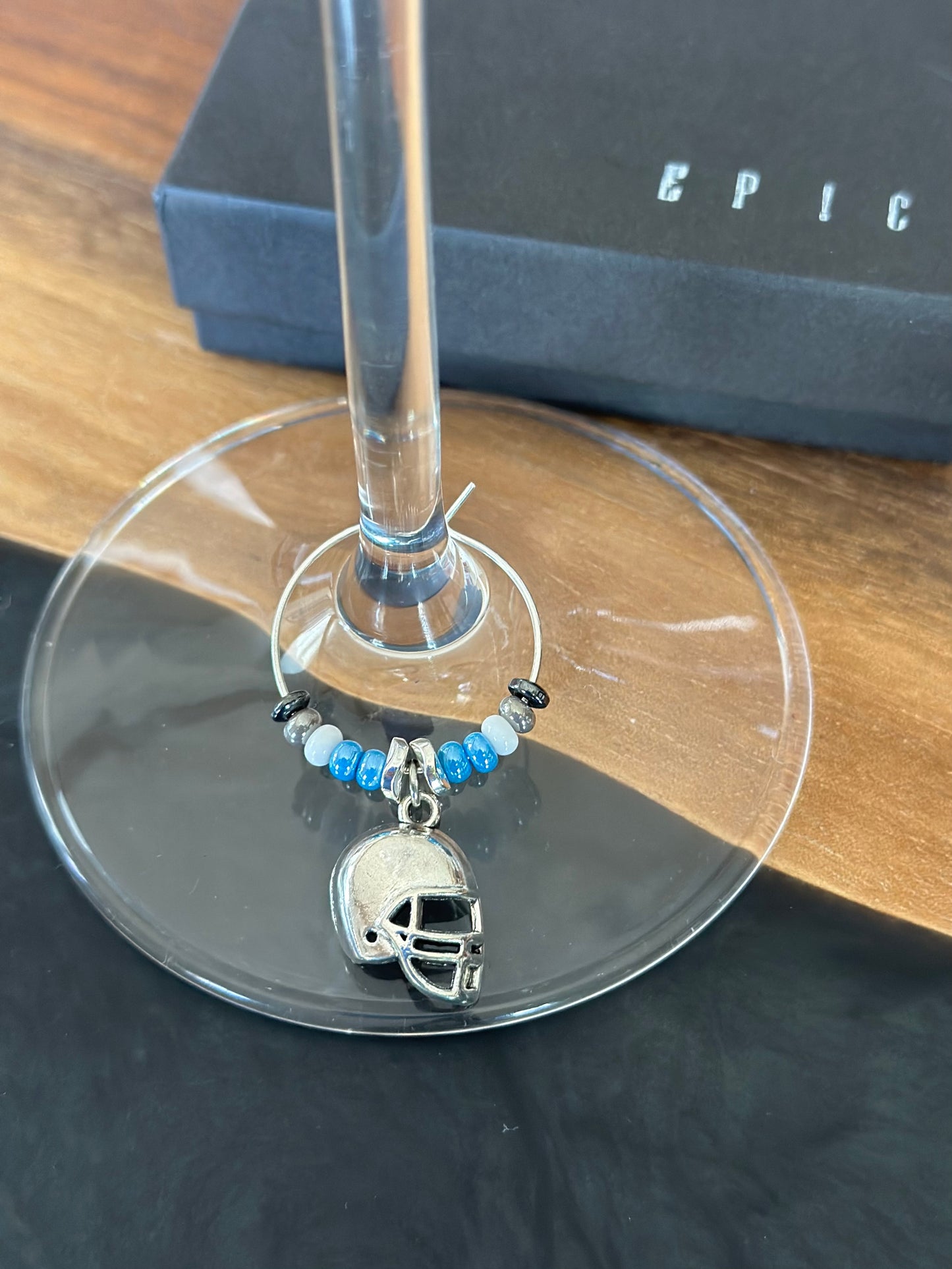 Football helmet wine charm