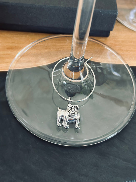 Bulldog wine charm