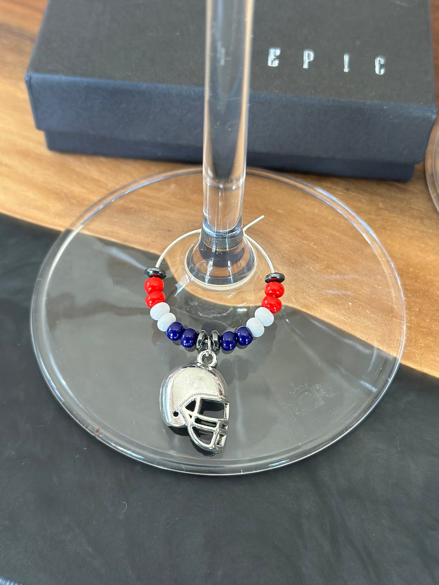 Football helmet wine charm