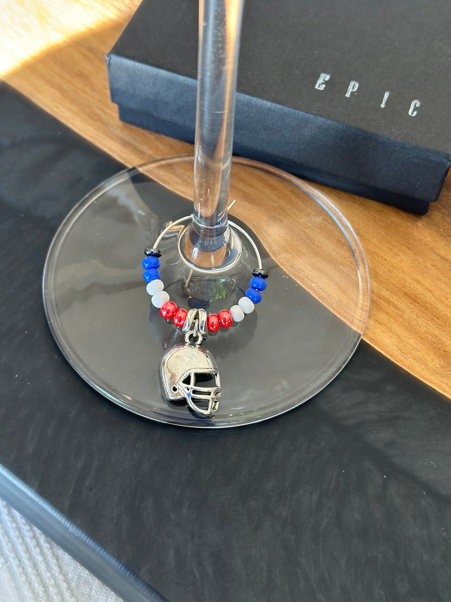 Football helmet wine charm