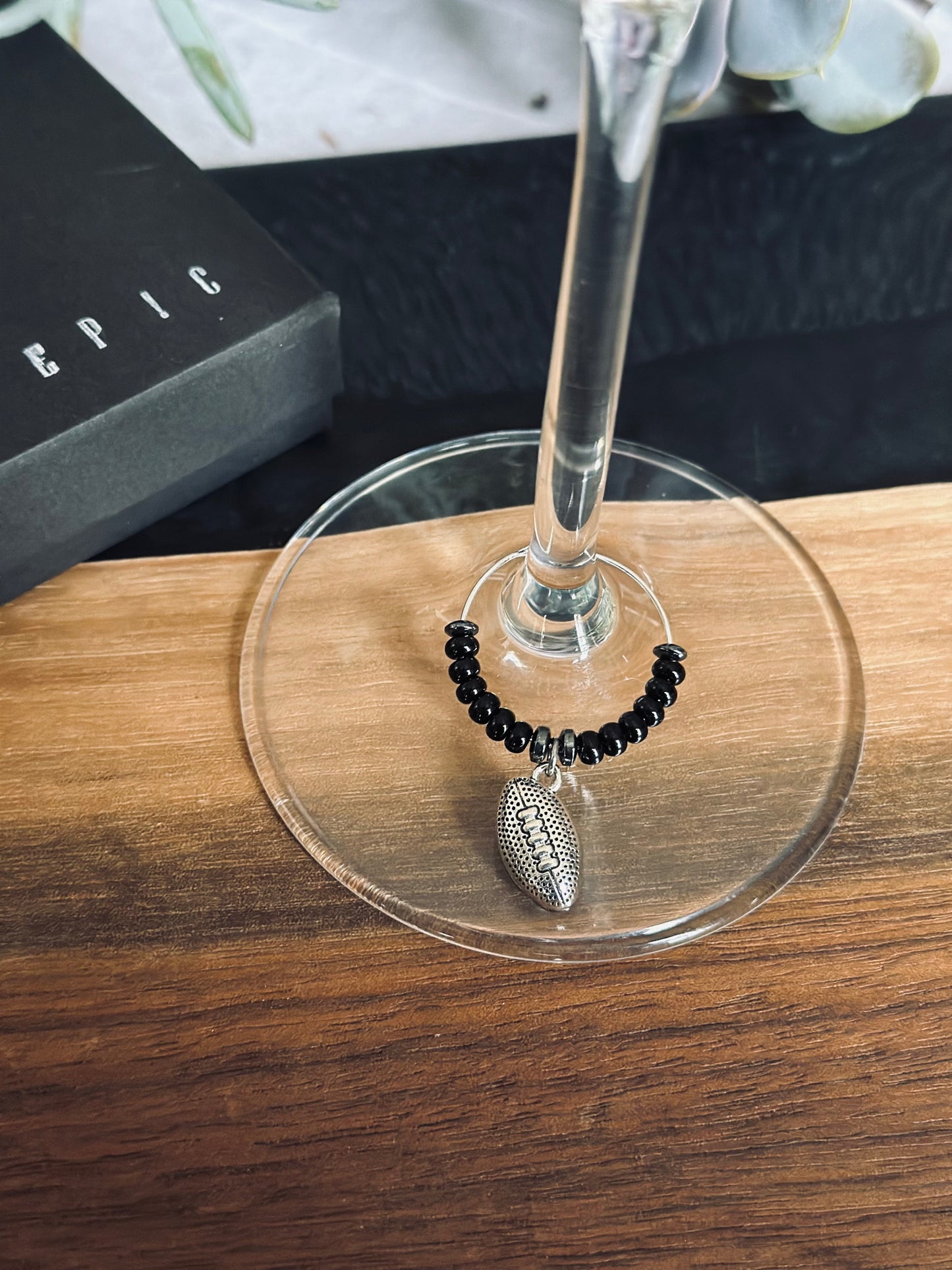 Football wine charm