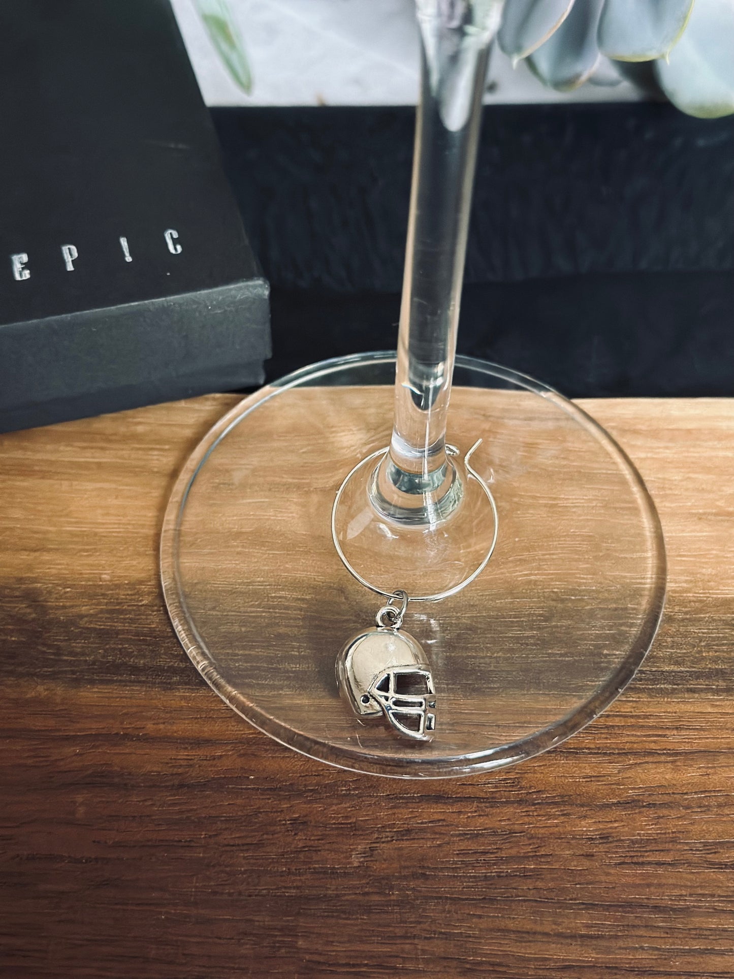 Football helmet wine charm