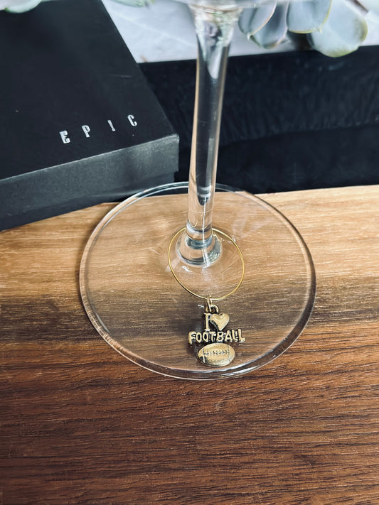 I love football gold tone football wine charm