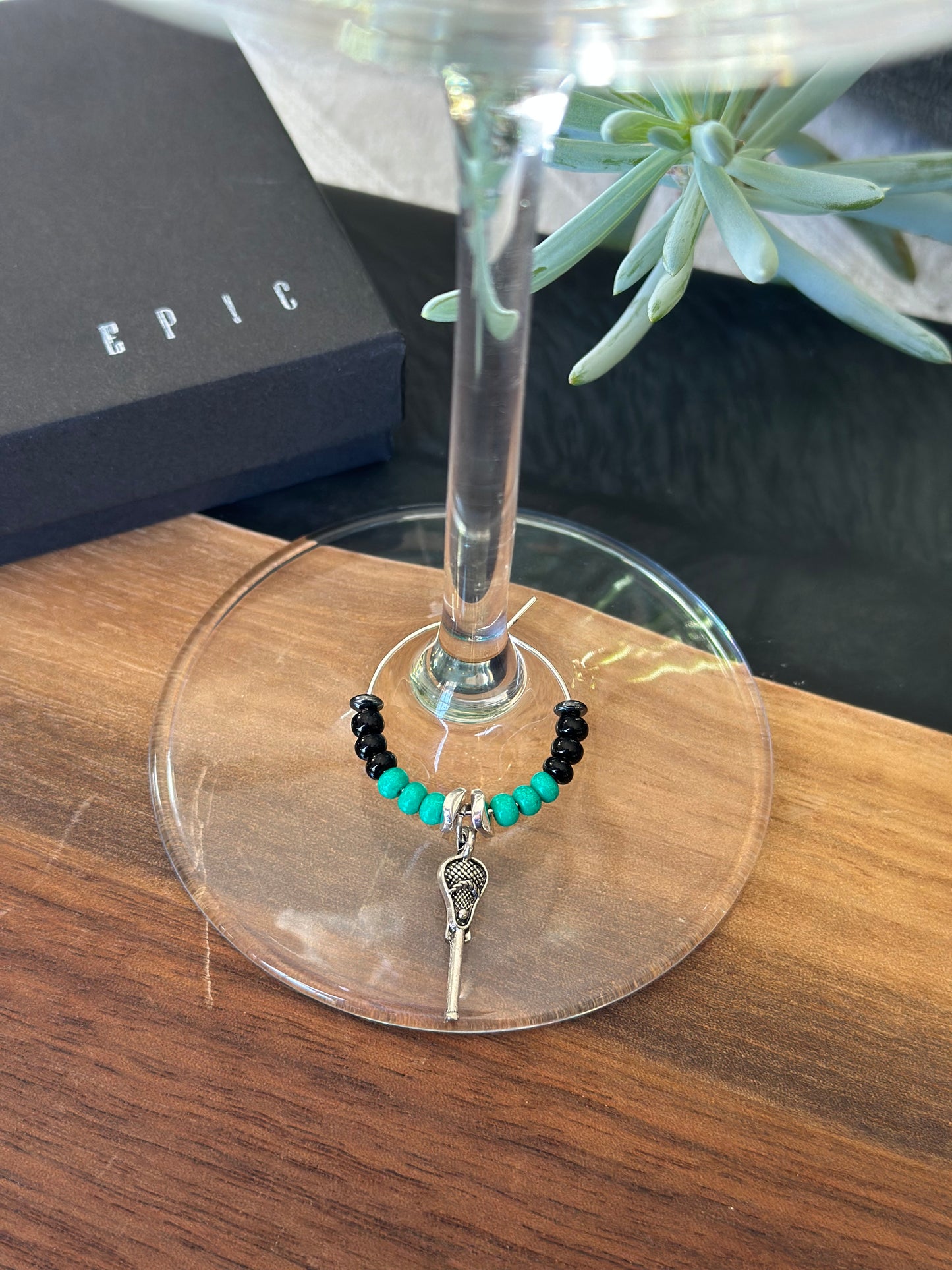 Lacrosse stick wine charm
