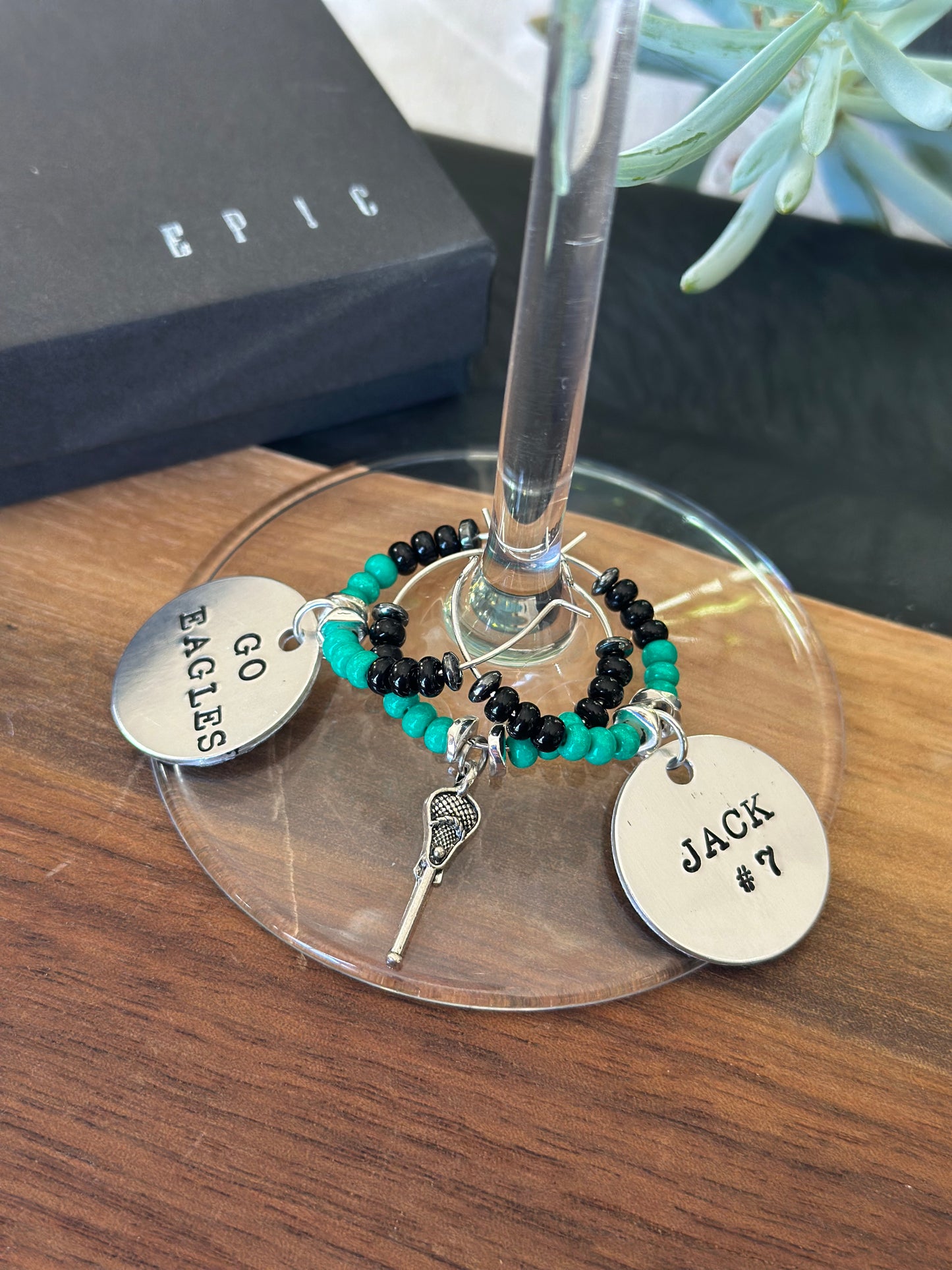 Lacrosse stick wine charm