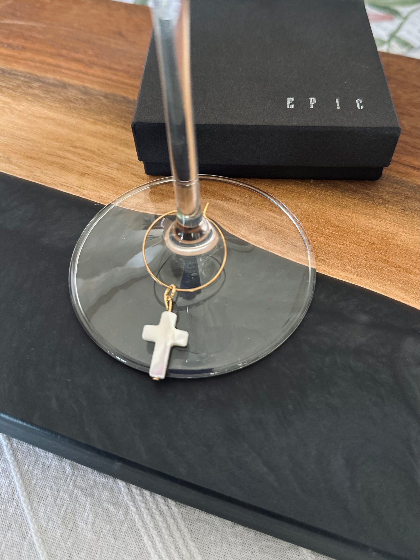 Cross wine charms with Virgin Mary praying wine charm - Set of 4 or 5
