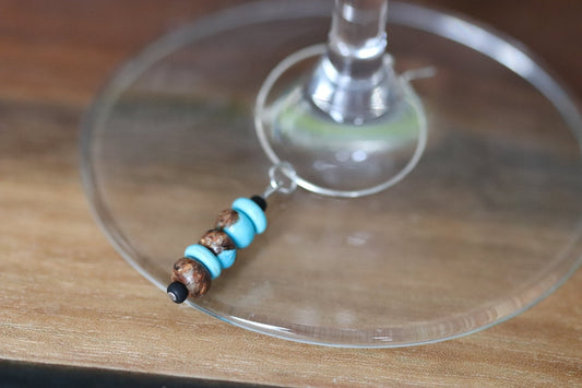 "Above the Trees" wine charm - Sodalite and Wagnerite - EpicWineCharms
