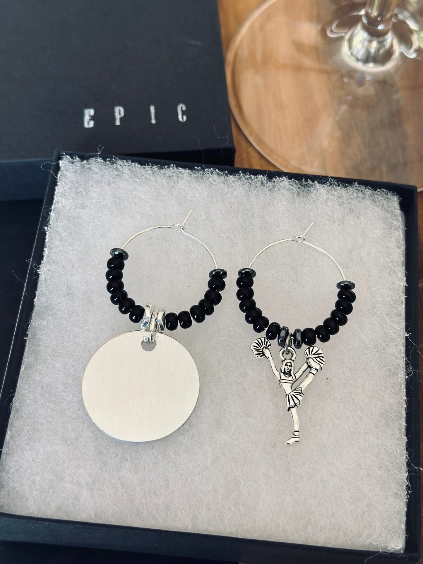 Cheerleading wine charm sets - Personalized Style with beads - EpicWineCharms