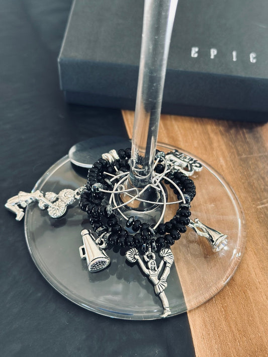 Cheerleading wine charms - Personalized Style with beads - EpicWineCharms