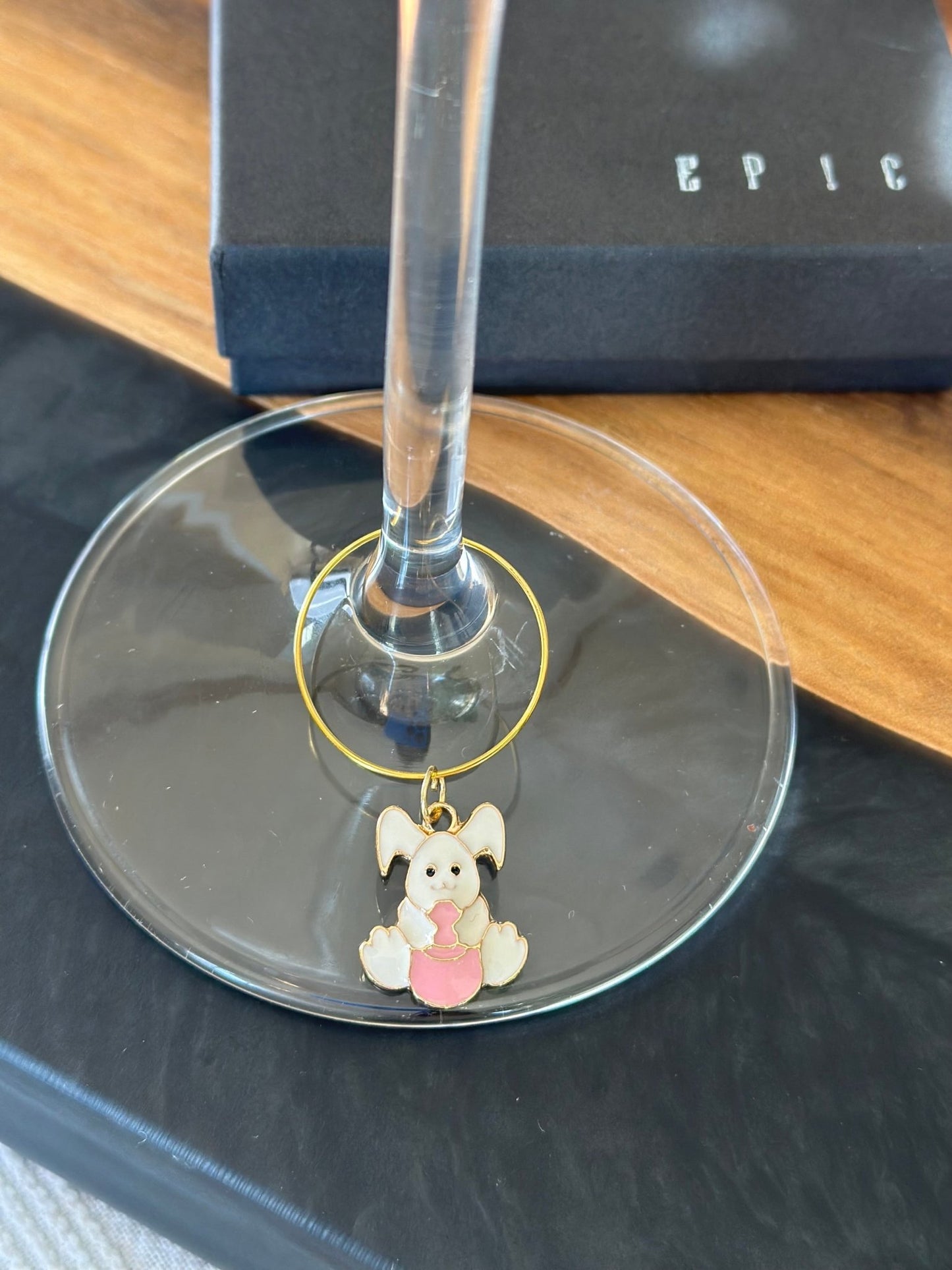 Easter wine charm set - Bunny and Easter eggs wine charms - EpicWineCharms