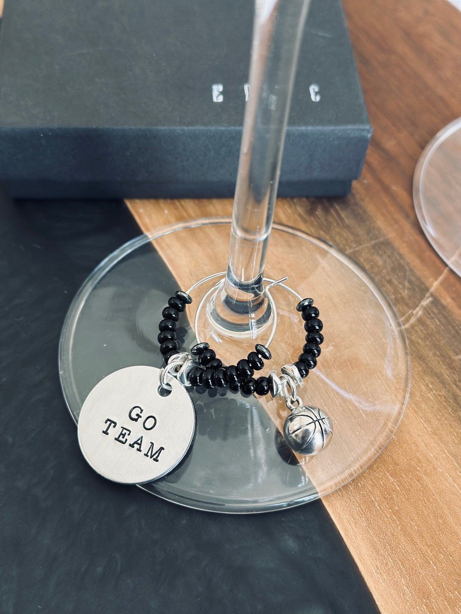 GO TEAM hand stamped wine charm - EpicWineCharms
