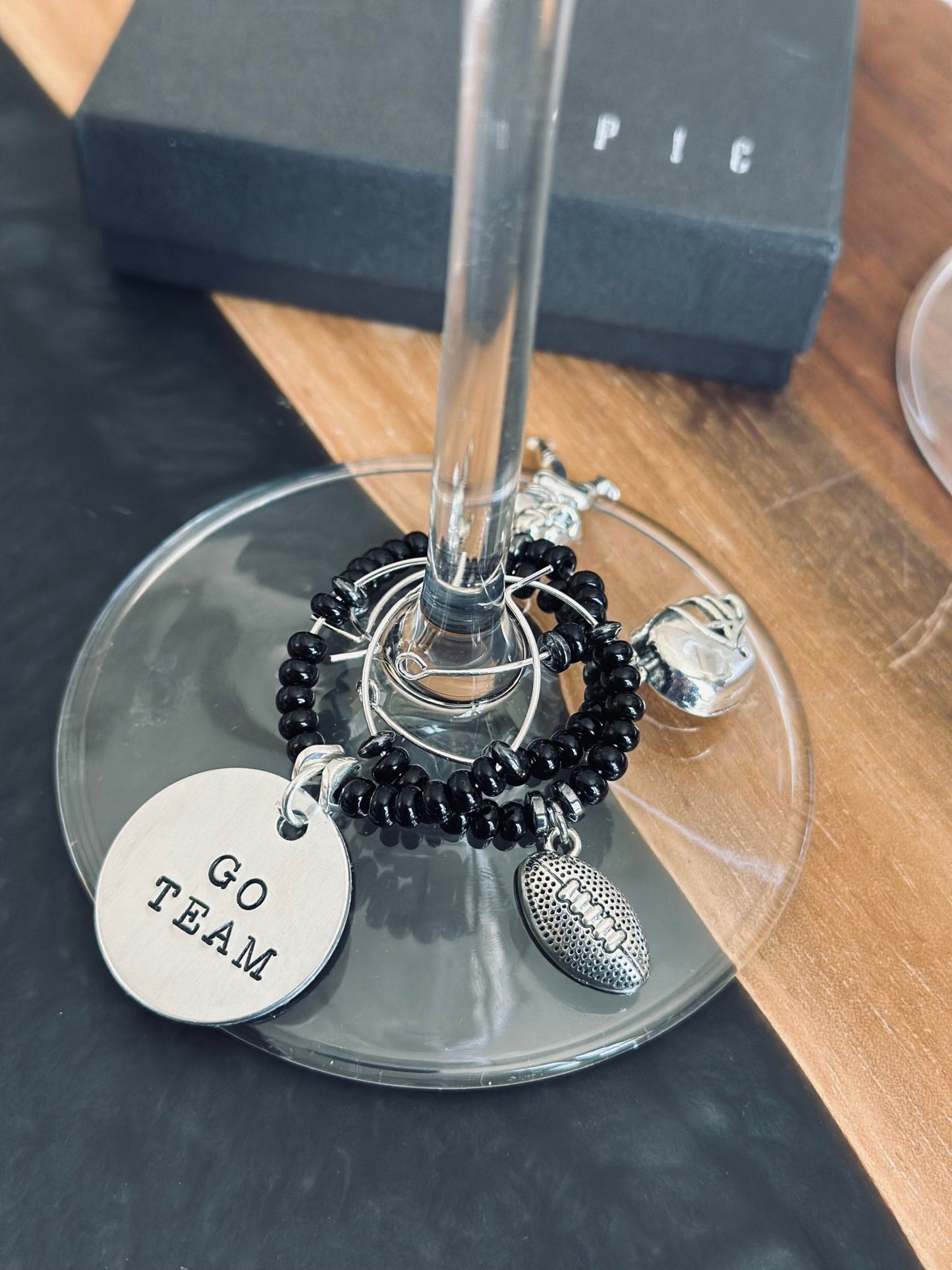 GO TEAM hand stamped wine charm - EpicWineCharms