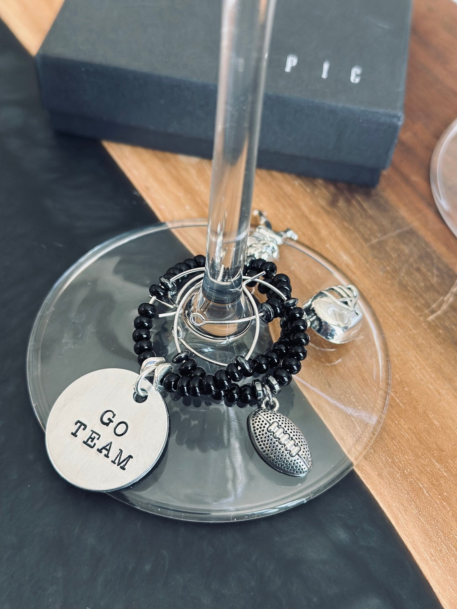 GO TEAM hand stamped wine charm - EpicWineCharms