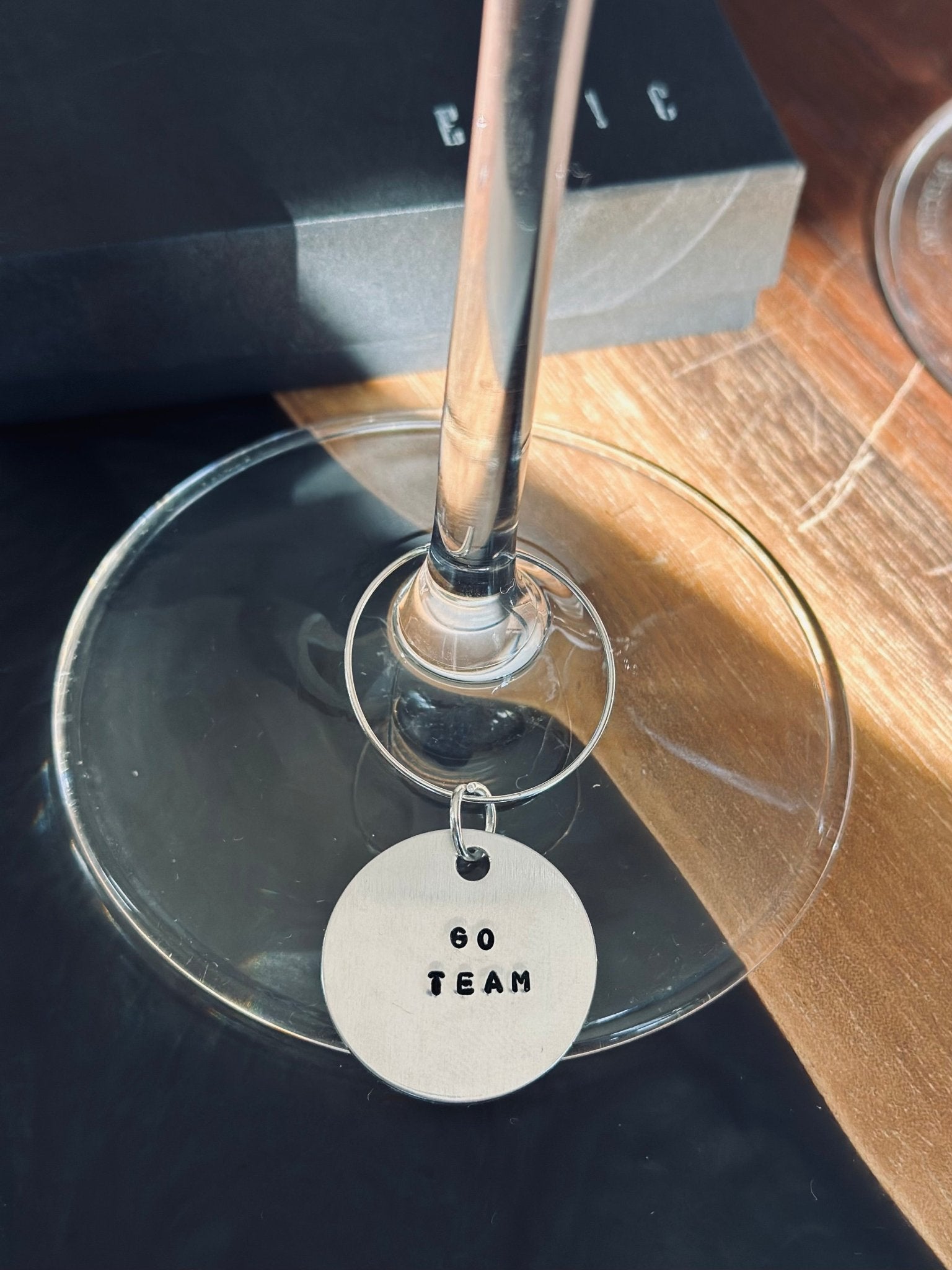 GO TEAM hand stamped wine charm - EpicWineCharms