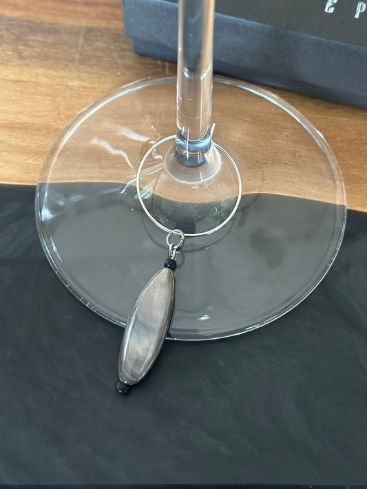 "Kayak" wine charm - Brown and Grey Shell - EpicWineCharms