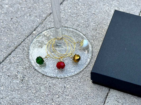 Modern Crystal Holiday wine charms - EpicWineCharms