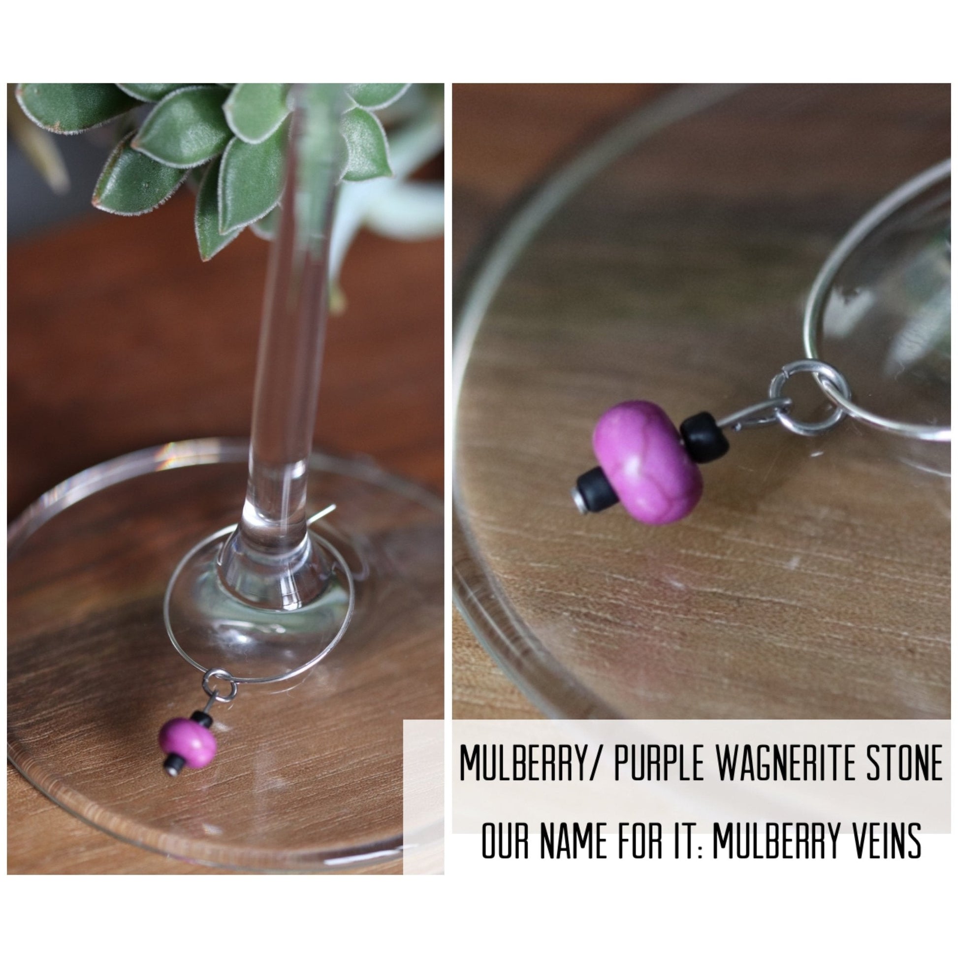 "Mulberry Veins" wine charm - Purple Mulberry Wagnerite - EpicWineCharms