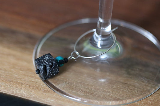 "Mycraft" wine charm - Lava stone and Australian Jasper - EpicWineCharms